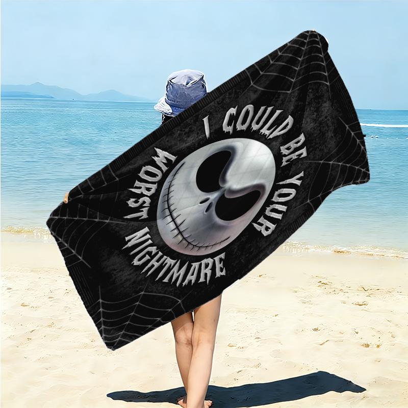 1Pc Nightmare Before Christmas Beach Towel Microfiber Beach Towel Thin Absorbent For Beach Swimming Yoga Bath Sports 091793