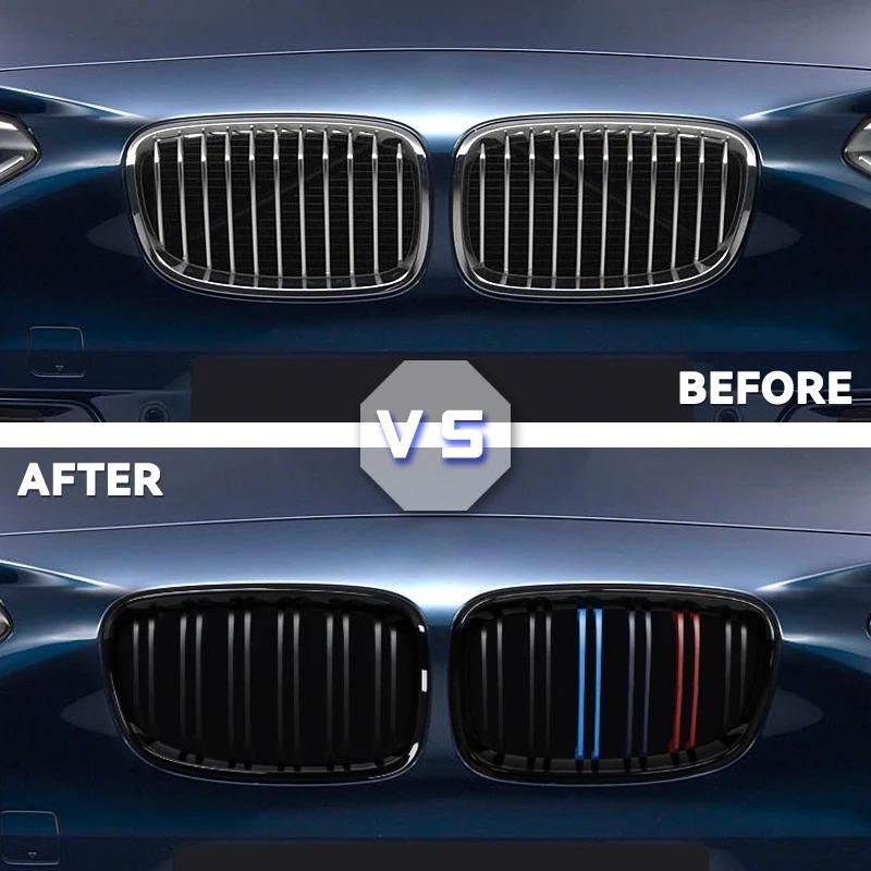 Car Front Bumper Kidney Grille Racing Grills For BMW 1 Series F20 F21 2011-2014 Replacement Double Slat Gloss Black Grilles