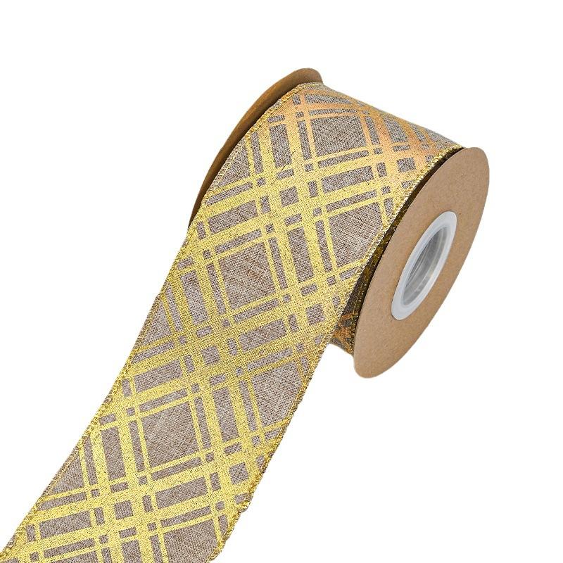Декоративная романтическая и уютная лента ручной работы с имитацией льна, широкая лента с копировальным краем, рождественская декоративная лента с имитацией льна, джутовая лента с золотым плетением и проволочной кромкой