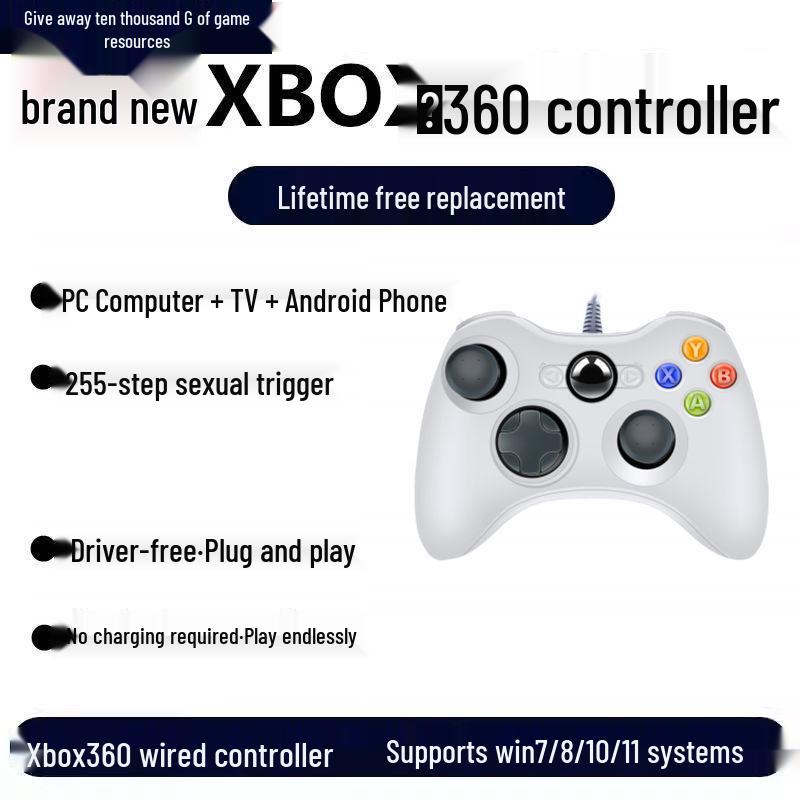 Universal Wired Controller with Linear Trigger for Gaming on PC and TV