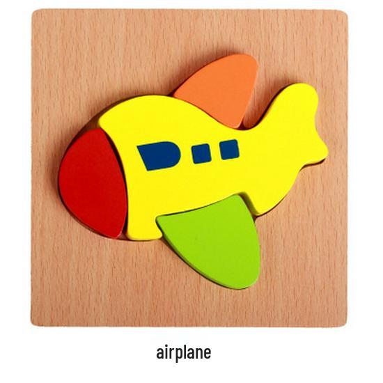 Утолщенная 3D деревянная головоломка «Животные и Транспорт» - Обучающие кубики для младенцев