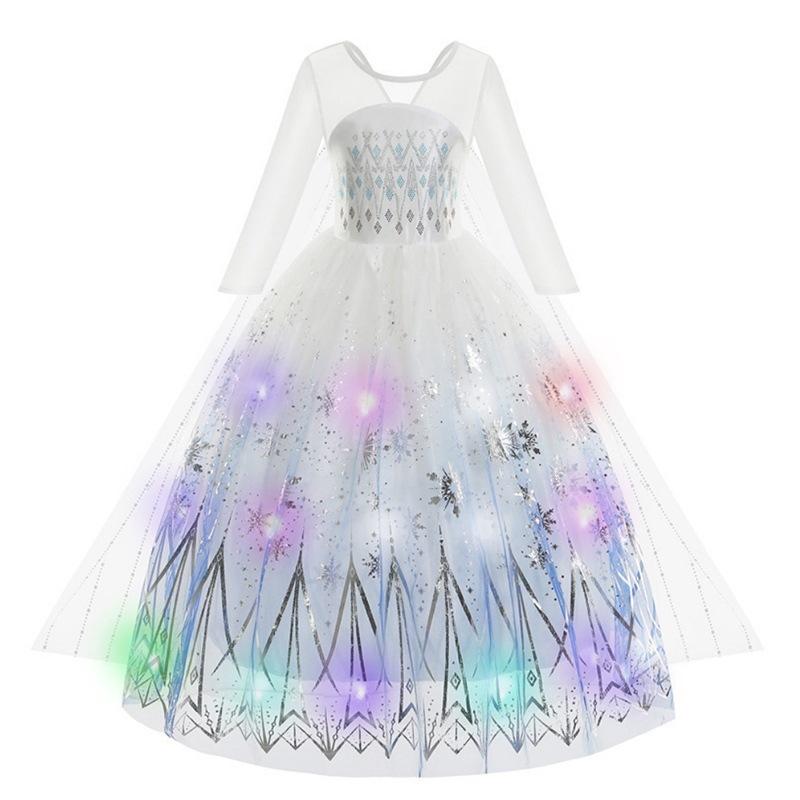 Snow Fairy LED Mesh Princess Tutu Dress, Girls Birthday Holiday Stage Performance Gown