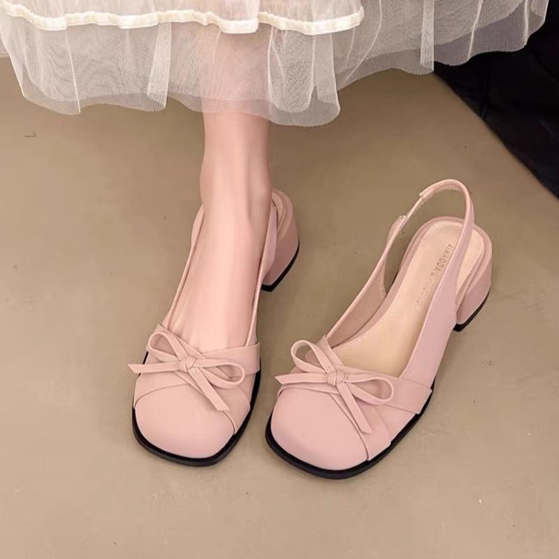 Fashion 2025 New Fashion Bow Design Baotou Women's Sandals Open Toe Low Heels Sandals Summer Ankle Strap Party Shoes Women