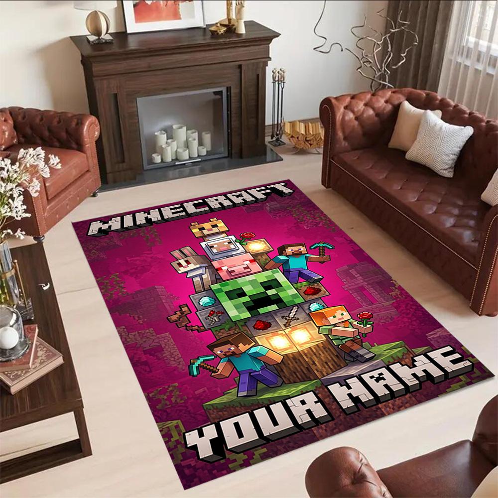 Minecraft Customizable Name Floor Rug Office Rug Suitable For Decorate Room Entryway Outdoor Bedrooms Antislip Rug Decorate Offices