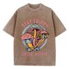 Летние женские хлопковые стираные футболки Stay Trippy Little Hippie Mushroom Printed Streetwear Свободная винтажная женская одежда с круглым вырезом