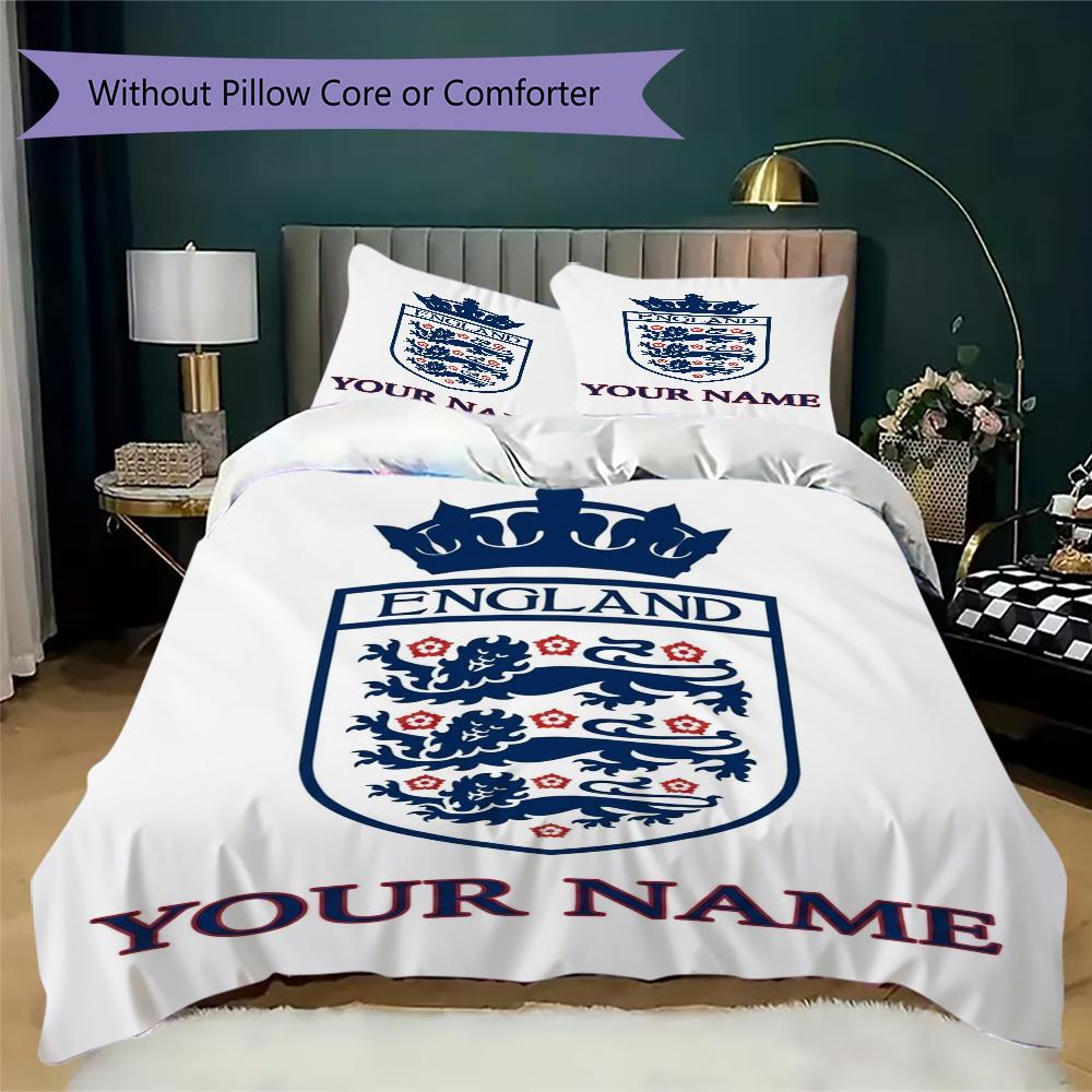 Custom Name England National Pattern Bedding,Quilt Set Quilt Cover Pillowcase Home Birthday Gift(1 * duvet cover + 2 * pillowcase, without core)_lx