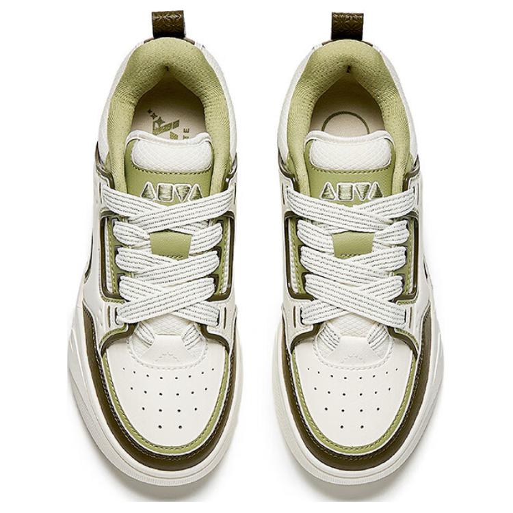 Anta Aojie Comfortable Versatile Non-Slip Wear-Resistant Low-Top Skate Shoes Women Sneaker White Green 122518040-2