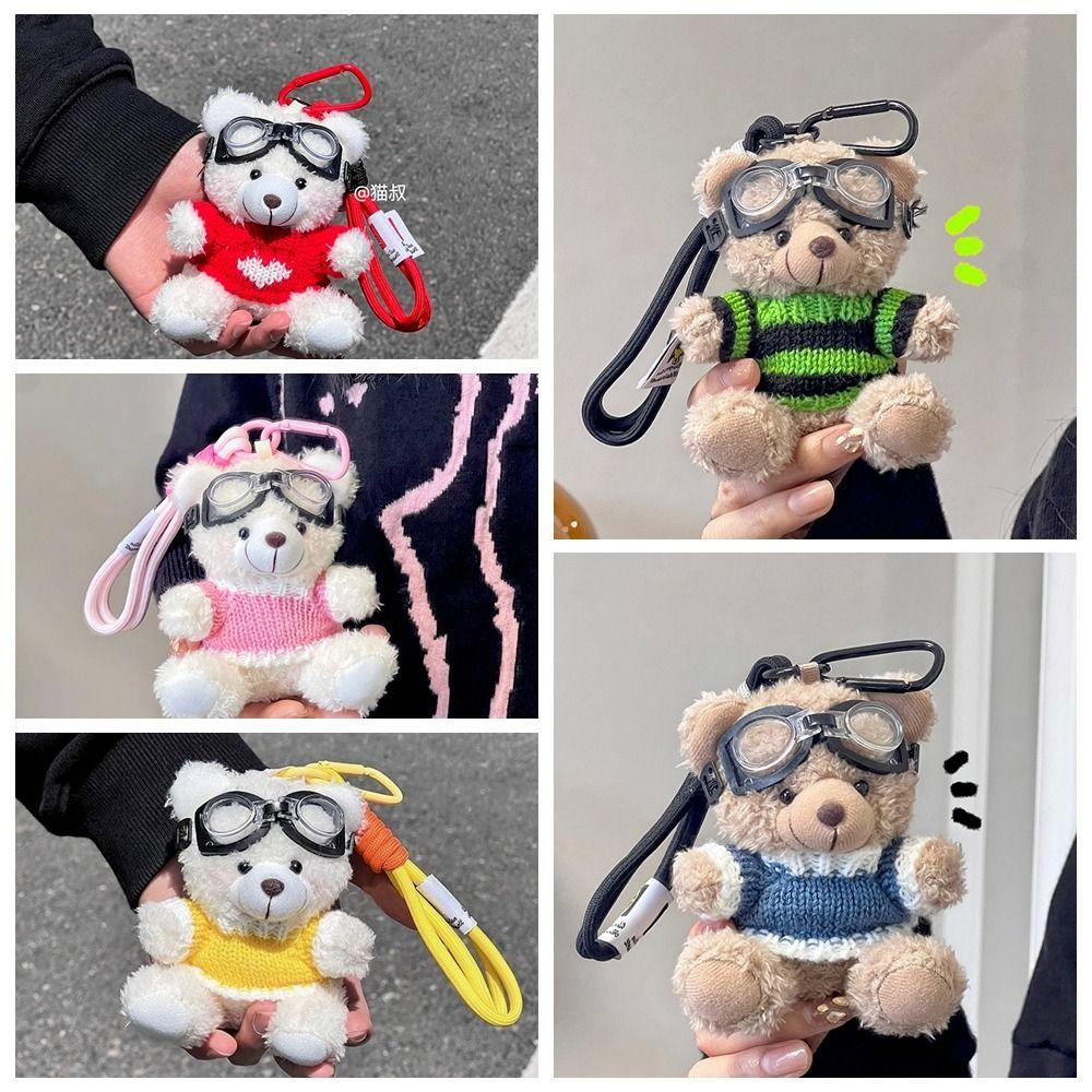 Bag Pendant Pilot Bear Keychain Stuffed Animal Plush Key Ring Car Key Chain   Gift Jewelry
