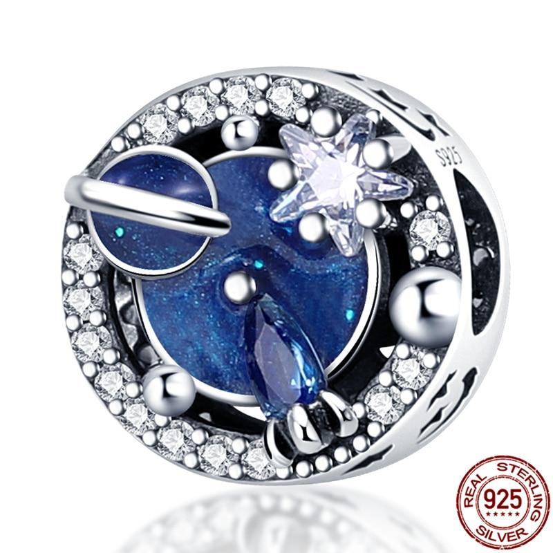 Charm Plata De Ley 925 Suitable Bracelet 925 Sterling Silver Kitten Galaxy Series Beaded Women's Diy Jewelry