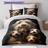 Cute Three Dogs Pattern Bedding Quilt Set Quilt Cover Pillowcase Home Decoration Gift (1 * duvet cover + 2 * pillowcase, without core)