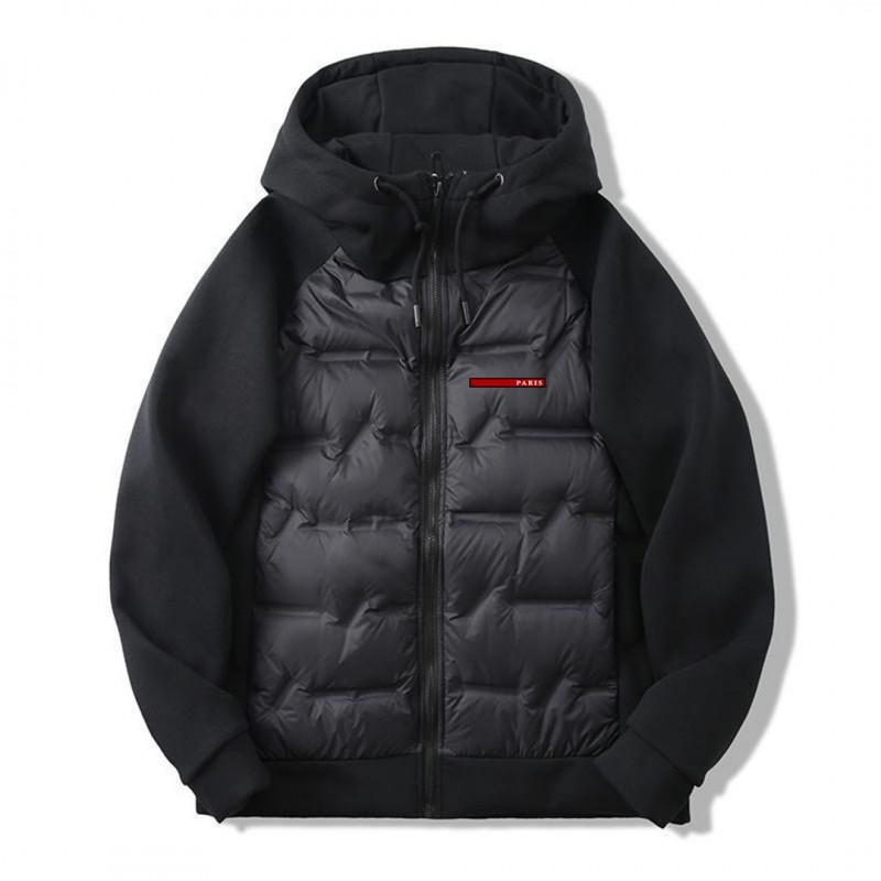 High-Quality Letter Print Hooded Puffer Jacket Warm Thick Cotton Coat Men