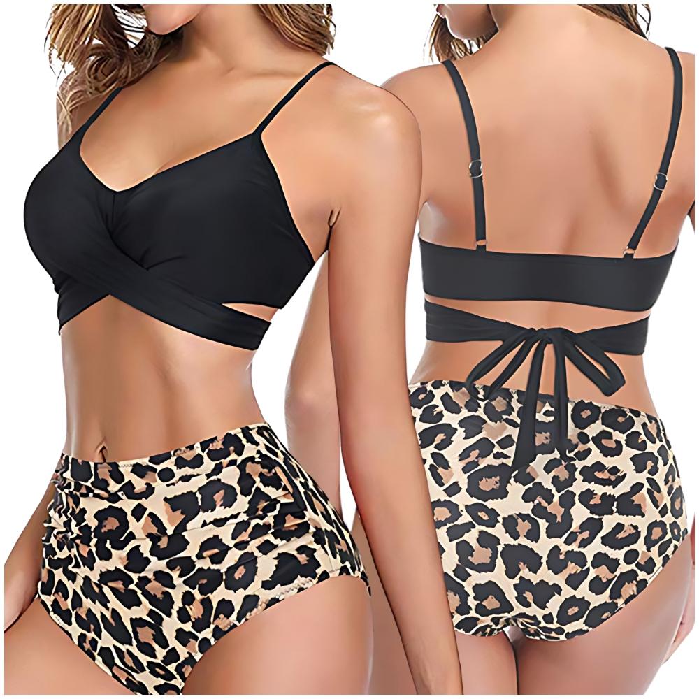 Two-piece high-waist slimming swimsuit for plus sizes Two-piece high-waist slimming swimsuit for plus sizes M