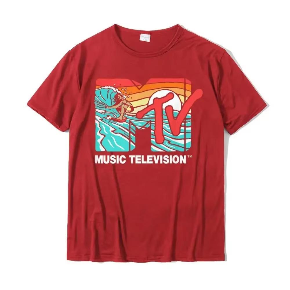 Mademark X MTV - MTV Catch A Wave MTV Surfer Logo Ретро-графическая футболка Распродажа Мужская футболка Футболка Group Футболка из хлопка Повседневная