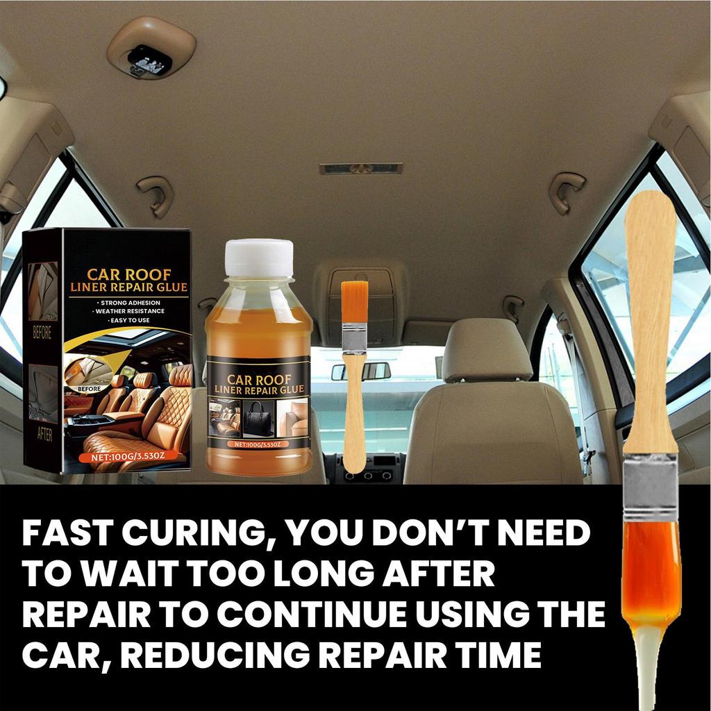 Клей для потолка 100 г Автомобильный клей для потолка Автомобильный сильный клей с кистью Ремонт обивки для кожи ткани