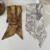 French Floral Silk Scarf: Retro Long & Thin Headband, Elegant Hair Tie Ribbon, Decorative Headdress.