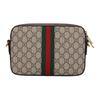 Gucci Сумка-камера Ophidia GG с золотой маркировкой, старый цветочный логотип, полосатая тесьма, холст с кожаной отделкой