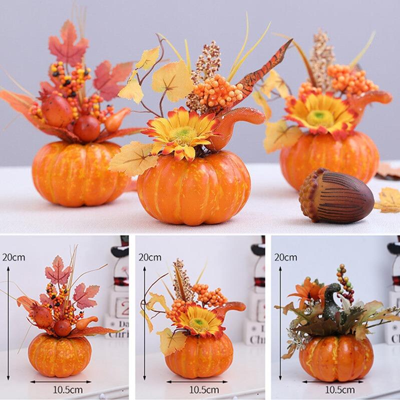 Halloween Foam Fake Pumpkins Maple Leaf Autumn Home Table Decoration Halloween Party Decor