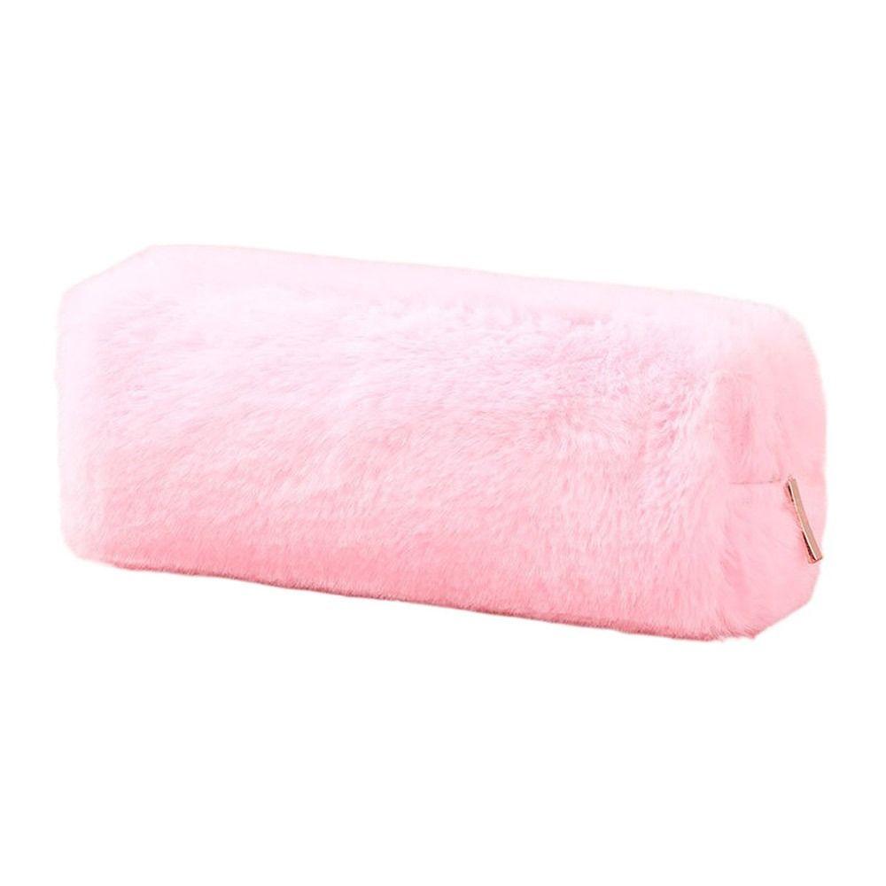 Makeup Pouch Handbags Plush Pencil Case Large Capacity Pencil Bag Stationery Pen Bag Solid Color