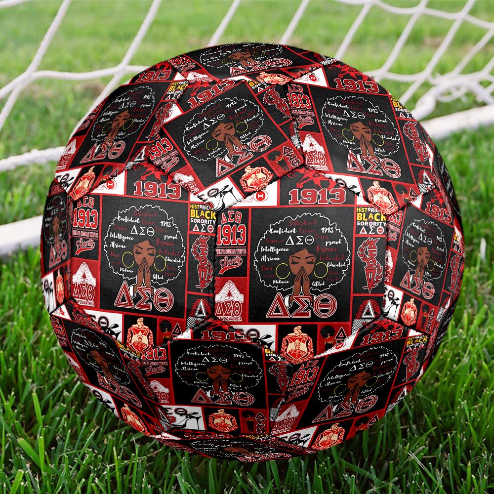 Delta Sigma Theta Size 5 Soccer Ball,Indoor/Outdoor Suitable for Training Matches Tournaments Practice Games Perfect Gift for Fan