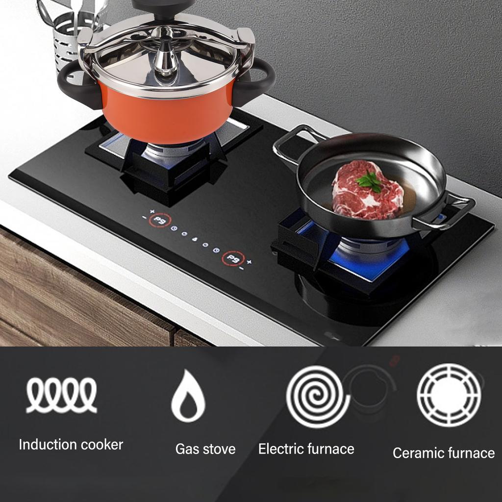 2L Pressure Cooker Stainless Steel Canner Double Bottom Pressure Cooker for Gas Stoves Induction Stoves