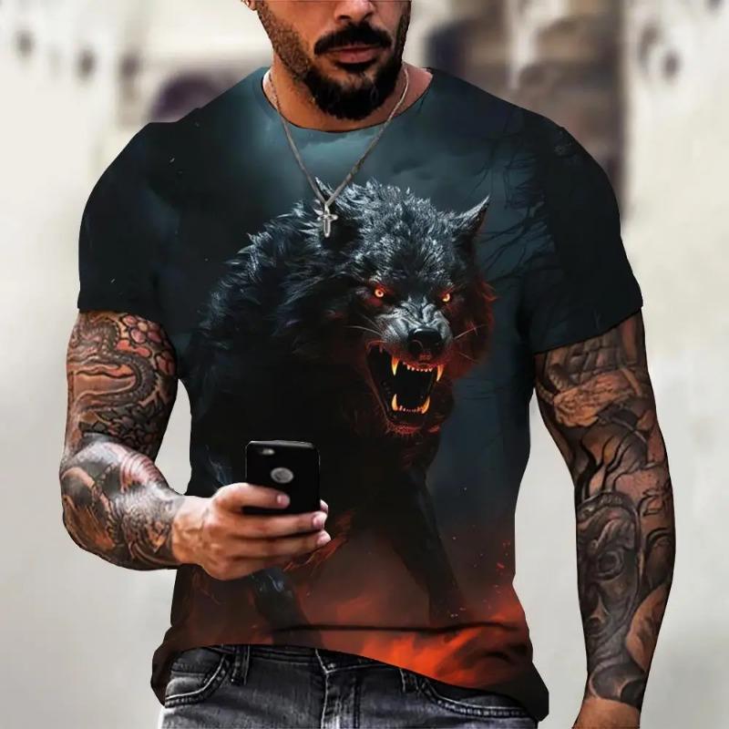 Wolf T-Shirt 3d Digital Animal Print Graphic Camisa Hombre Causal Tees Short Sleeves Comfortable Pullover Tops Men's Clothing