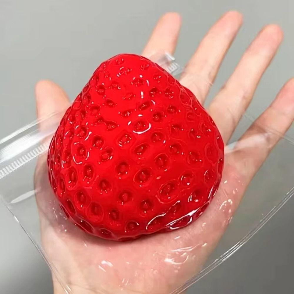 Simulation Strawberry Squeeze Toy Silicone Cartoon Fidget Toy Strawberry Pinch Toy Practical Jokes