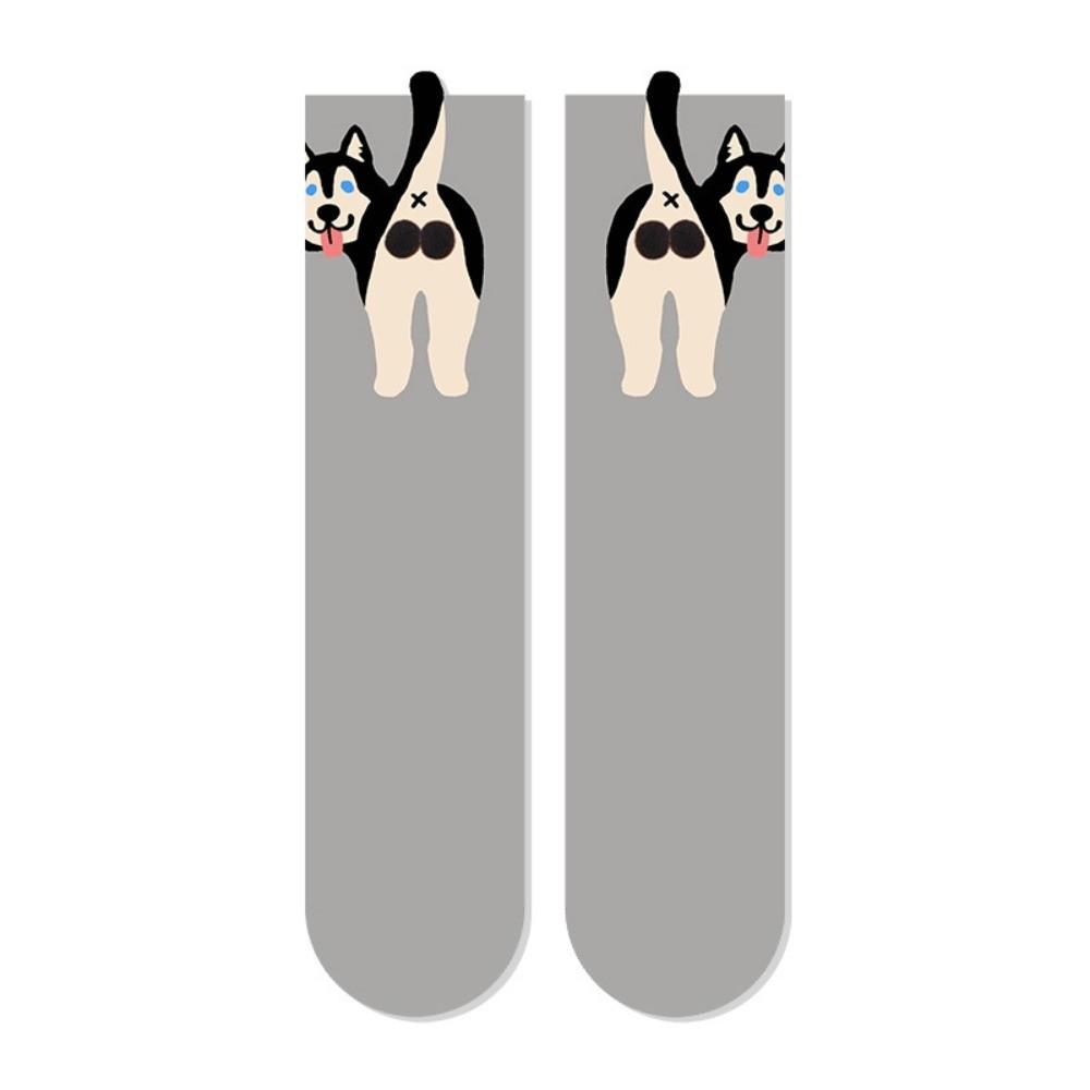 Soft Husky Dog Socks Breathable Dachshund Socks Whimsical Puppy Eggs Socks All Seasons