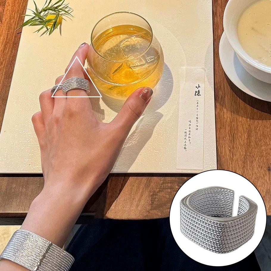 Кольцо-обертка с геометрическими линиями - Посеребренное S925 для женщин