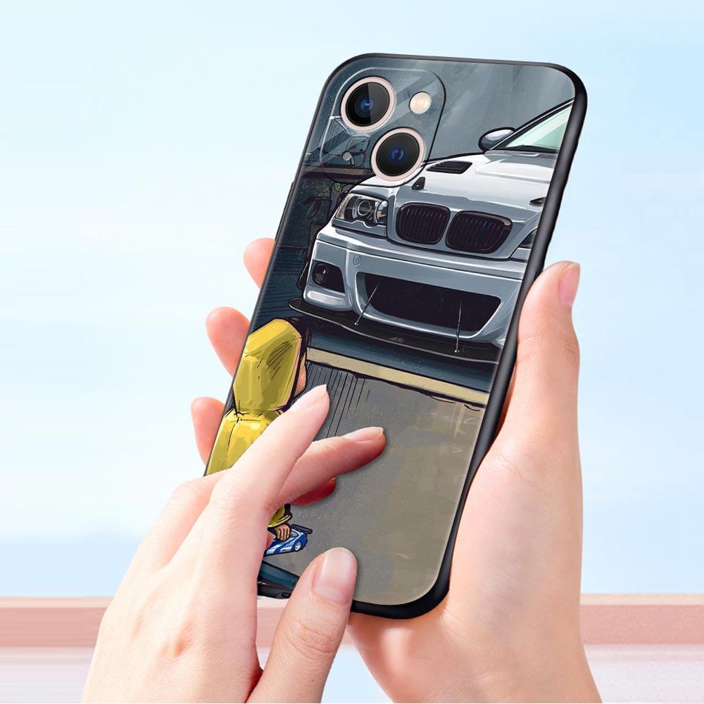 Boy See Sports Car Jdm Drift Luxury Soft Phone Case For iPhone 13 15 14 12 11 Pro MAX XR X SE XS 7 8 Plus Protection Cover