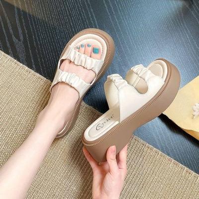 2024 новые французские тапочки с эффектом увеличения высоты, верхняя одежда, интернет-знаменитость, взрыв, мягкая подошва, толстая подошва, повседневная мода, односложные тапочки для женщин