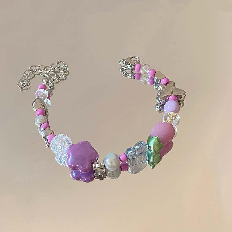Модный браслет из бисера в виде бабочки и цветка с простым дизайном, регулируемый браслет с мультяшными овощами