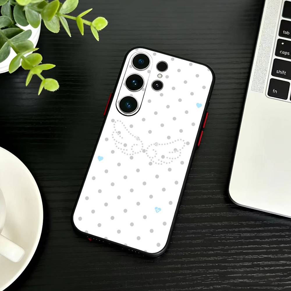 Модный милый корейский чехол для телефона с ангельскими крыльями для Samsung S26, S25, S24, S23, S22, S30, S21, Ultra, Plus, FE 5G, черный, мягкий