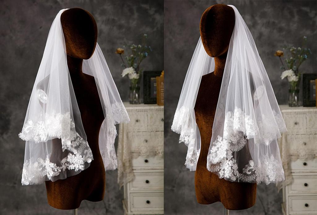 Свадебное кружево Свадебная пуховая фата для невесты Красивая и стильная для и вечеринок DRASAWEE(Япония) Фата, Фата, Двухуровневый гребень, Свадьбы, Фотосессии,