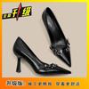 Thin heel light ripe single shoes 2025 autumn and winter new French temperament high-end beautiful pointed black high heels women