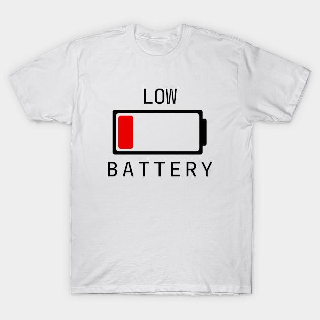 Asian Size Men Black Print T-shirt Low Battery - Millennial Misery No-Cut Heat Transfer Print Cotton Tshirt