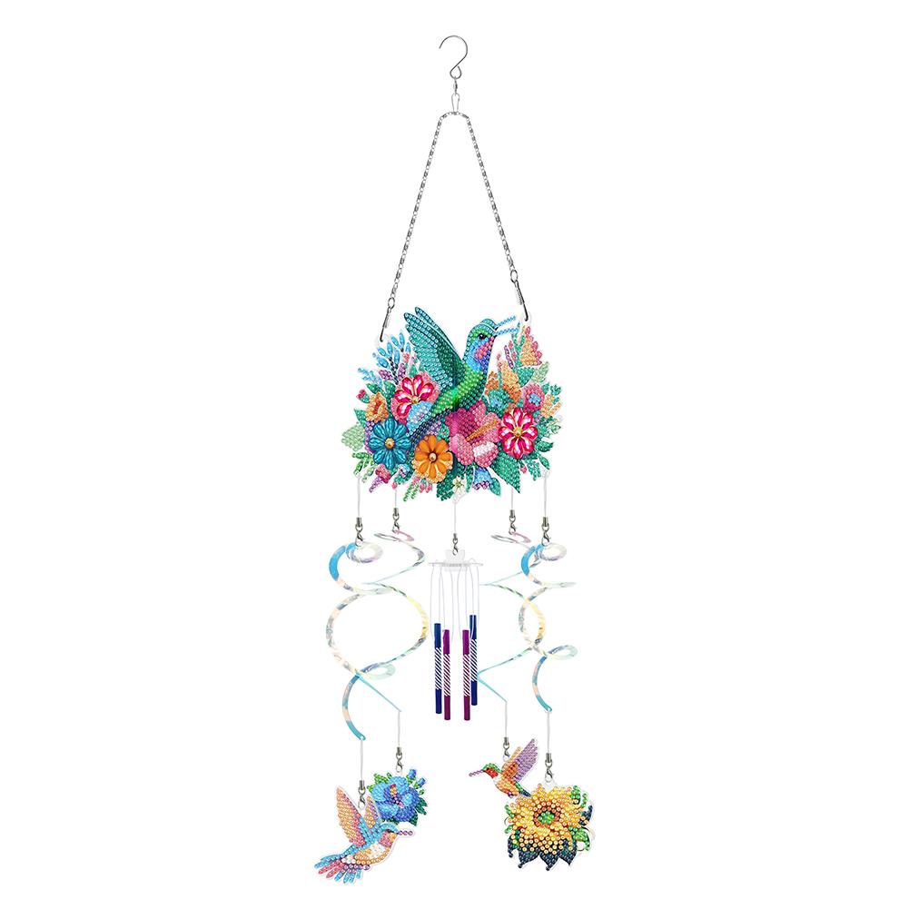 Acrylic Double-sided Diamond Painting Captures Flower Butterfly Hummingbird Dragonfly DIY Wind Chimes Garden Doors and Windows D