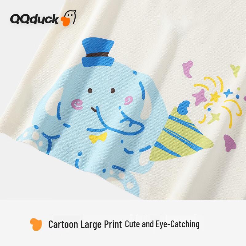 QQ DUCK Детская футболка-поло с коротким рукавом, мультяшный слон