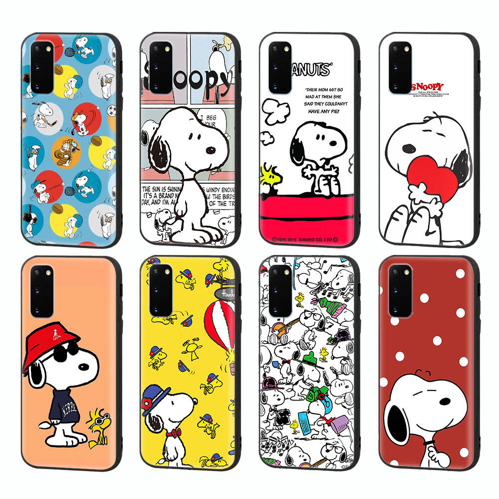 SM11 Lovely Snoopy Black Sofe Case for Samsung Note 20 Lite S24 Ultra S23 A03 A05 A06 A11 A71 A15 A16 A13 A24 A25 A33 A52 A53 A50 M55 M35 Plus