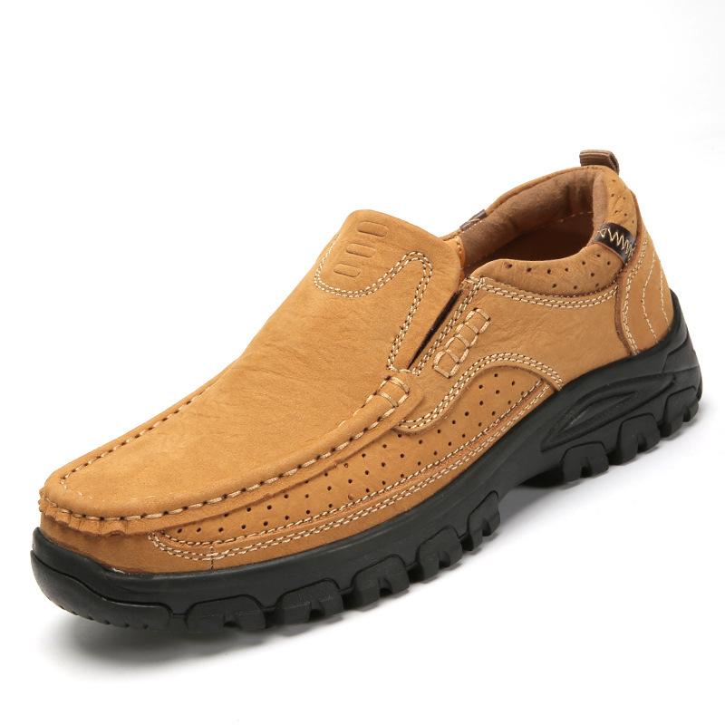 Новые мужские туфли Four Seasons Daily Outdoor Casual Shoes First Layer Cowhide Leather Leather Non-Slip Work Shoes