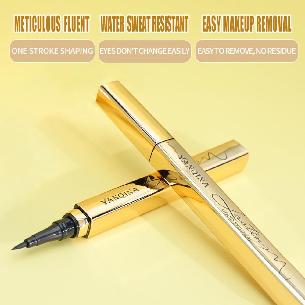 Золотая подводка для глаз YANQINA, стойкая, не размазывающаяся, жидкая подводка для глаз против пота для больших глаз, быстросохнущая и водостойкая