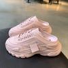 Slippers Women New Casual Platform Lazy Shoes Female Outer Wear Fashion Trend Chunky Sneakers Solid Color Lace -Up Ladies Shoes