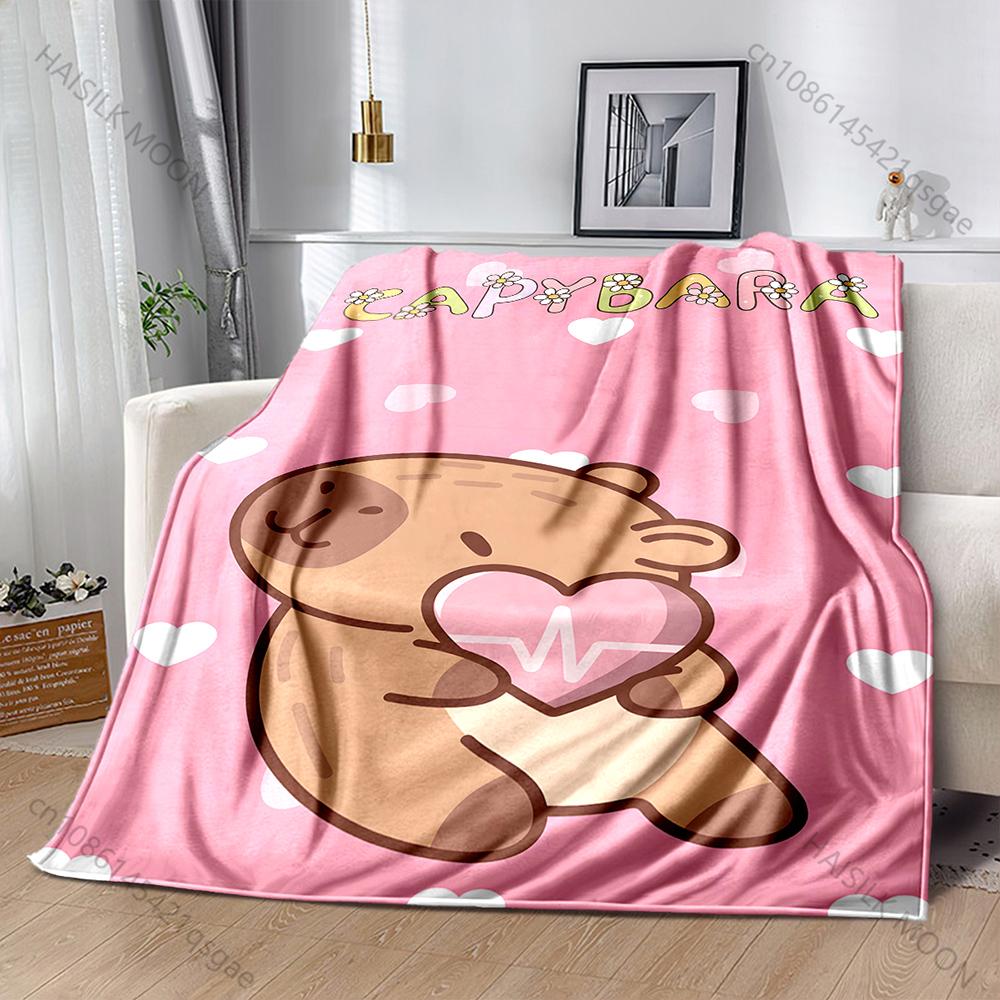 1PC Cute Capybaras Print Warm and Comfortable Blanket for Home Sofa Bed Travel Camping Picnic RV Child Luxury Gifts