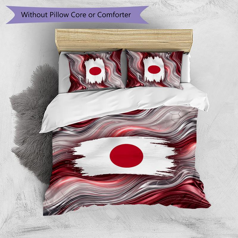 Japan Football Printed Bedding 3 Piece Set Cozy Breathable Bed Cover Set as Housewarming Holiday Gift