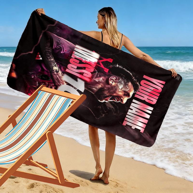Custom Lionel Messi Print Beach Towel, Large Soft Quick Dry Towel for Beach Camping Swimming