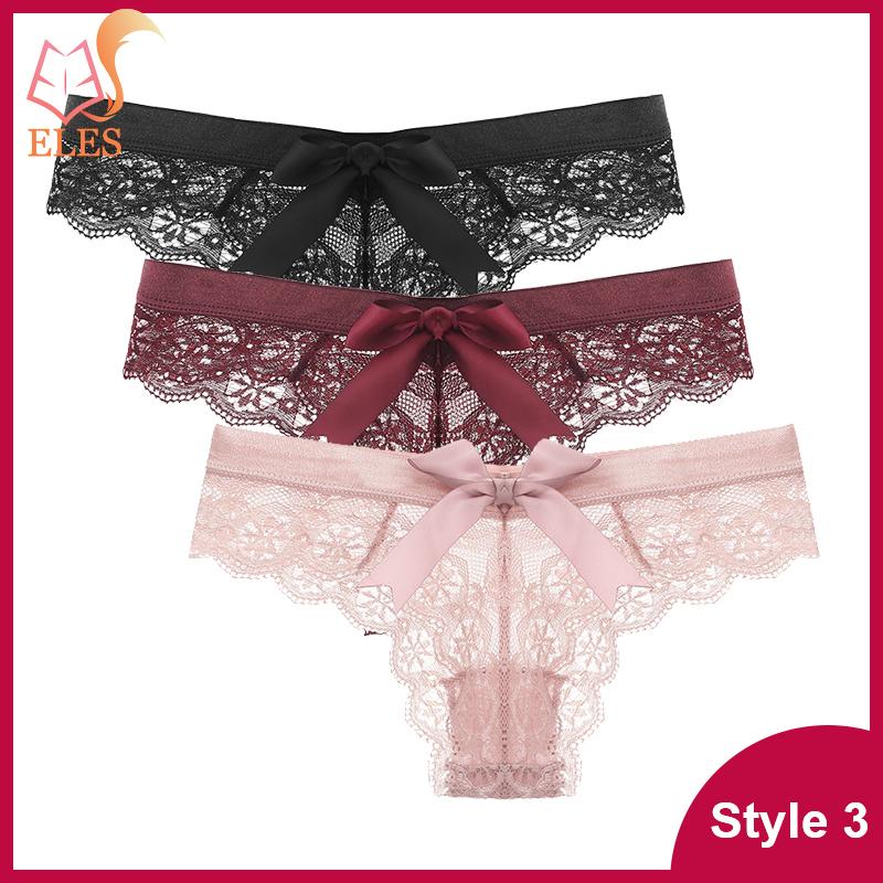 3 Pcs Woman Panties Sexy Lace Thong Underwear Lingerie Female T-back Temptation Low Waist G-string Pack