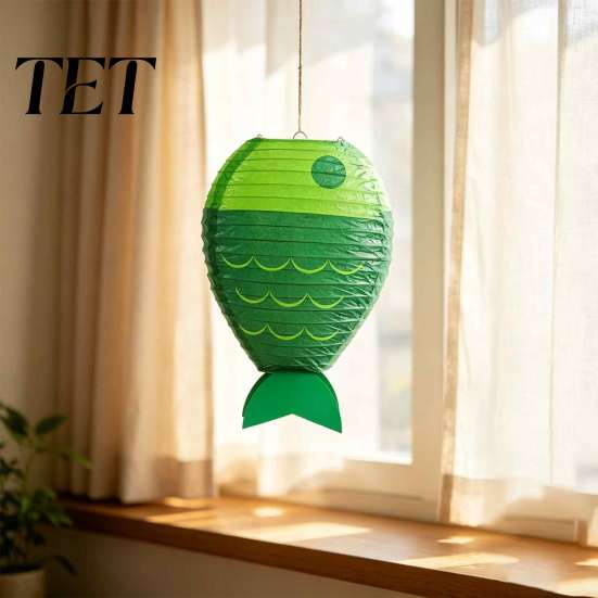 Supermarket Window Party Supplies Fish-Shaped Paper Lantern, Ocean Theme Folding Hanging Lantern for Festival Party, Fish Crafts Photo Backdrop,