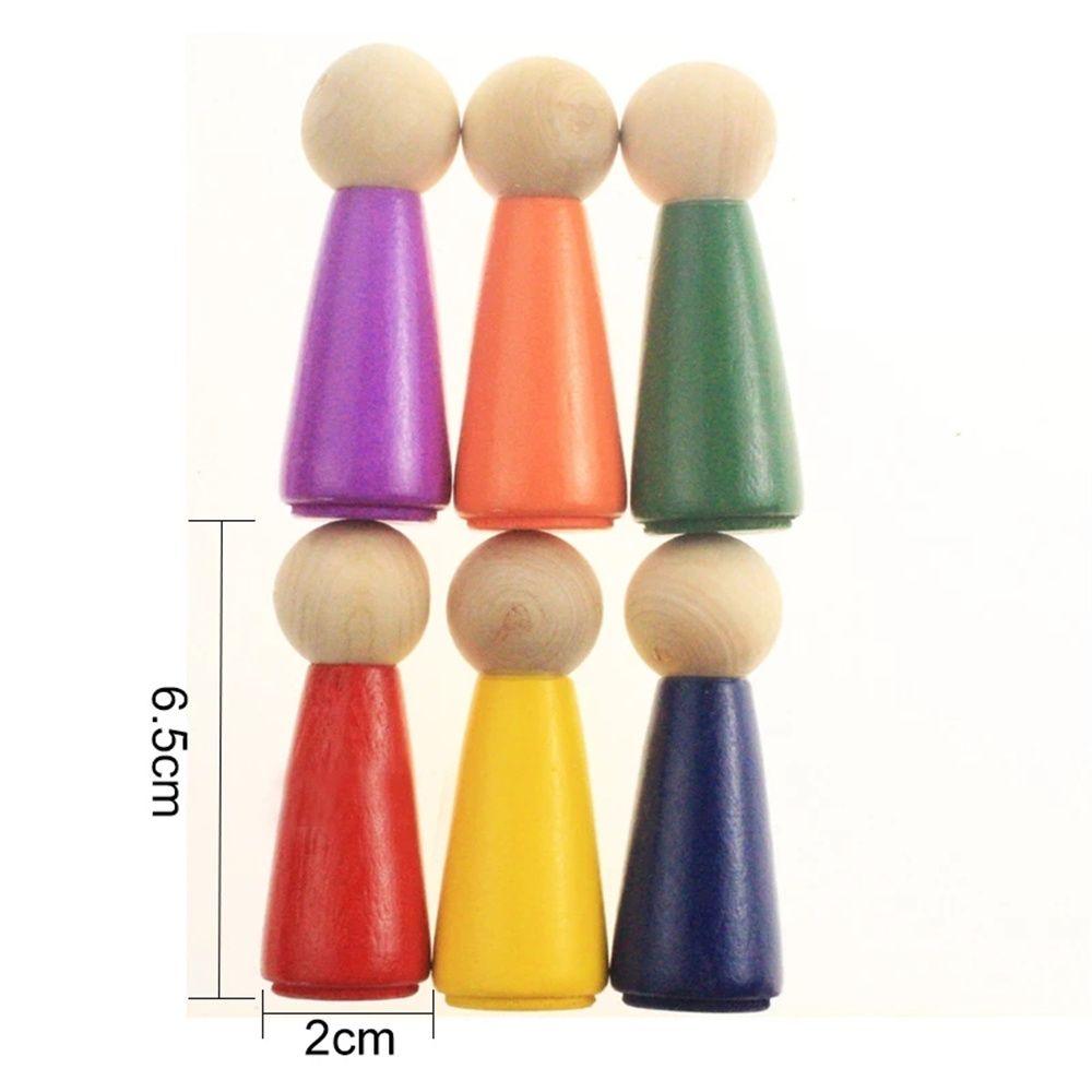 Cognitive People Figures Doll Colorful Blocks Peg Dolls Building Blocks Rainbow Color Puzzles Toy