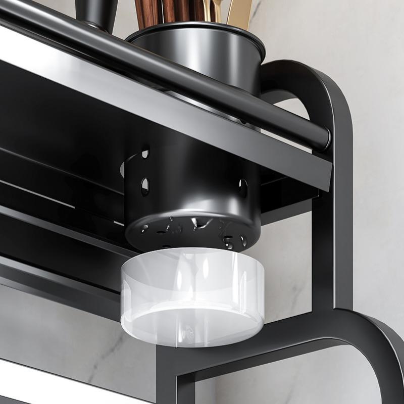 2-ярусная кухонная полка для хранения из нержавеющей стали, органайзер для приправ и палочек для еды, подставка для ножей и банок, бытовые аксессуары