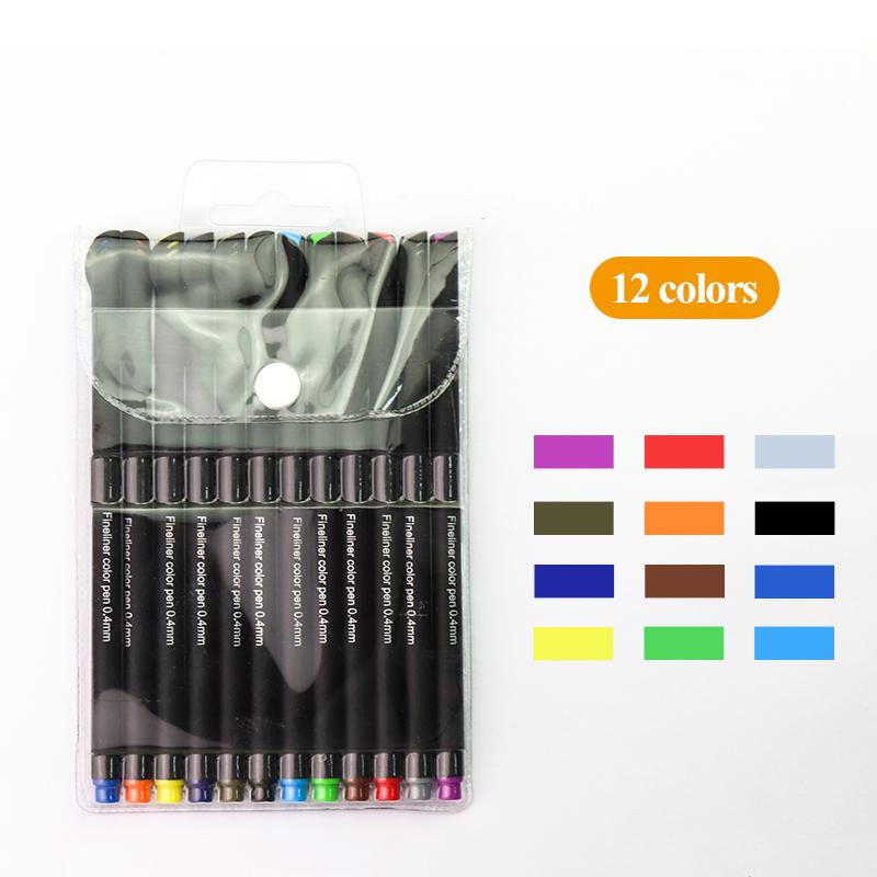 Цветная ручка 0,4 мм на водной основе, игольчатая ручка 12/24/60 цветов, ручка-крючок, тонкие ручки, художественная гелевая ручка для рисования