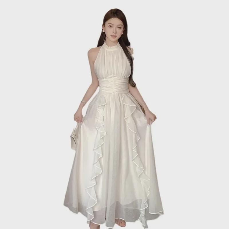 Женское элегантное платье в стиле принцессы 2024 года с оборками и складками на талии